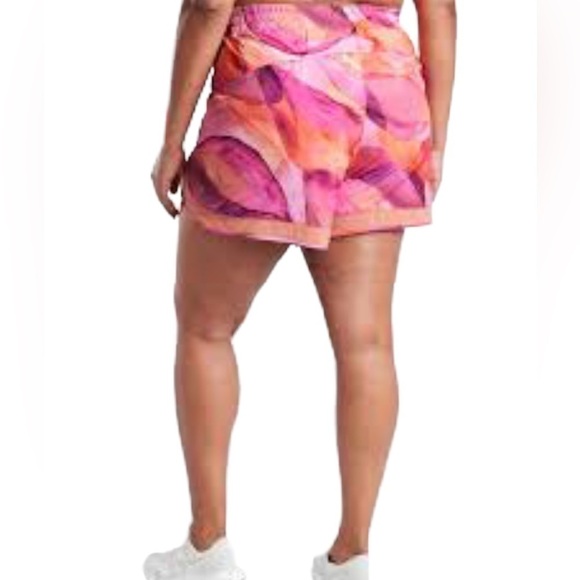 Athleta Printed Mesh Racer Run Shorts 4” Size 1X Pink Orange - Picture 14 of 14